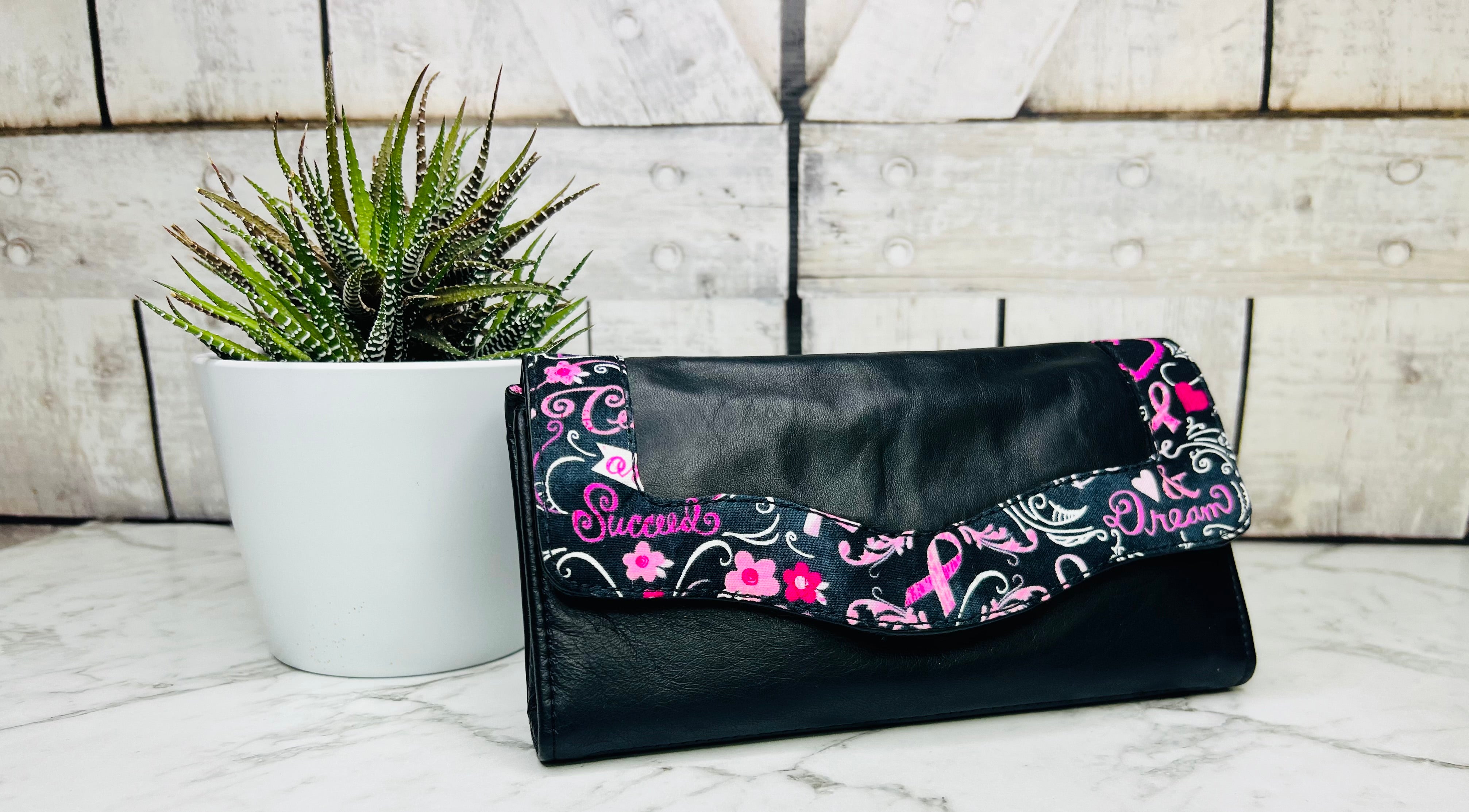 The Necessary Clutch Wallet - Black - Leather - Breast Cancer