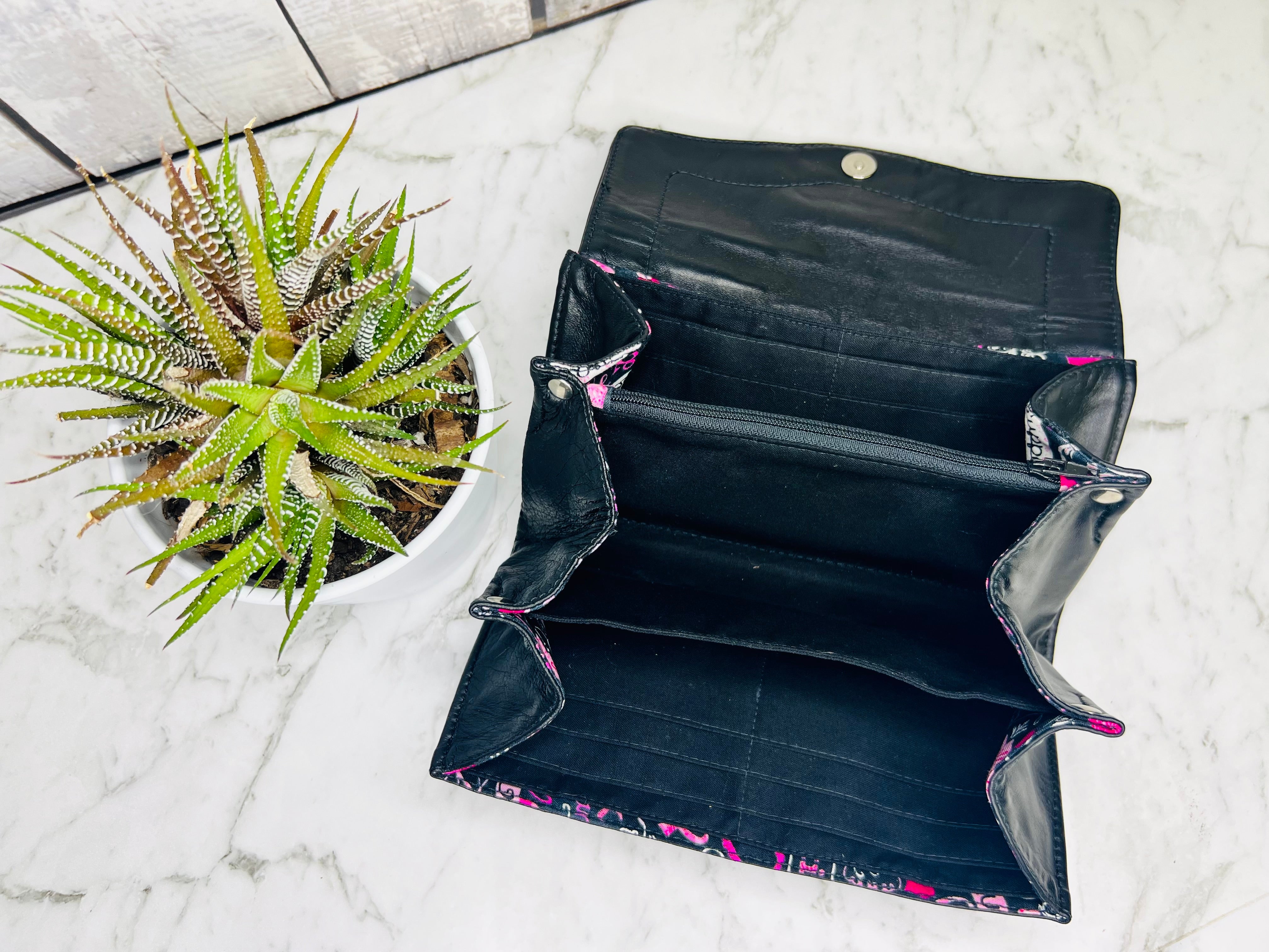 The Necessary Clutch Wallet - Black - Leather - Breast Cancer